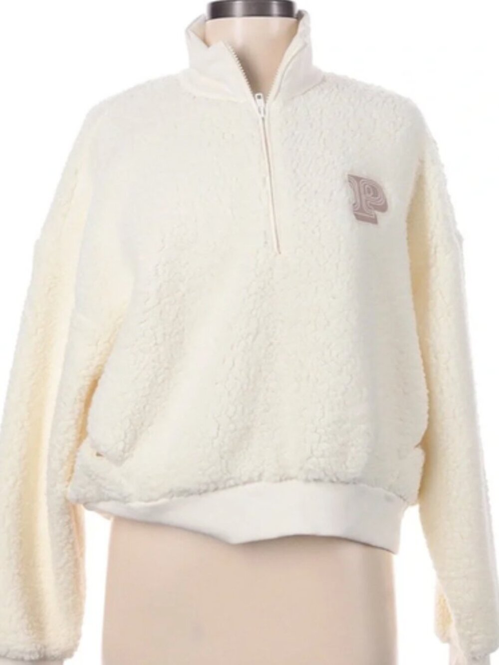 Victoria's Secret PINK Crop Cozy Fleece Half-Zip Pullover 11234617 Sz Sm